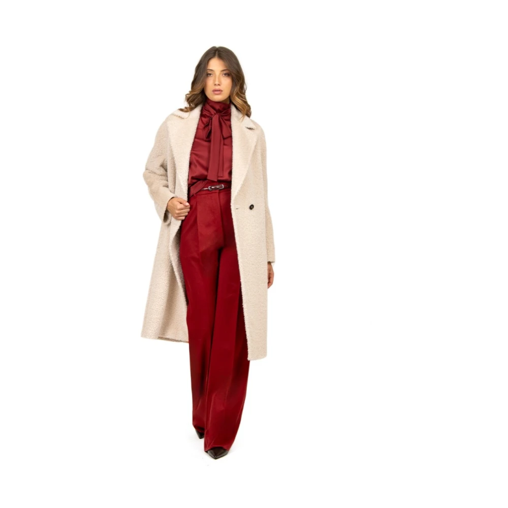 Max Mara Studio Bordeaux Wol Straight Leg Broek Red Dames