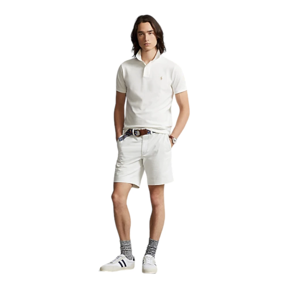 Ralph Lauren Slim Fit Mesh Polo Shirt White Heren