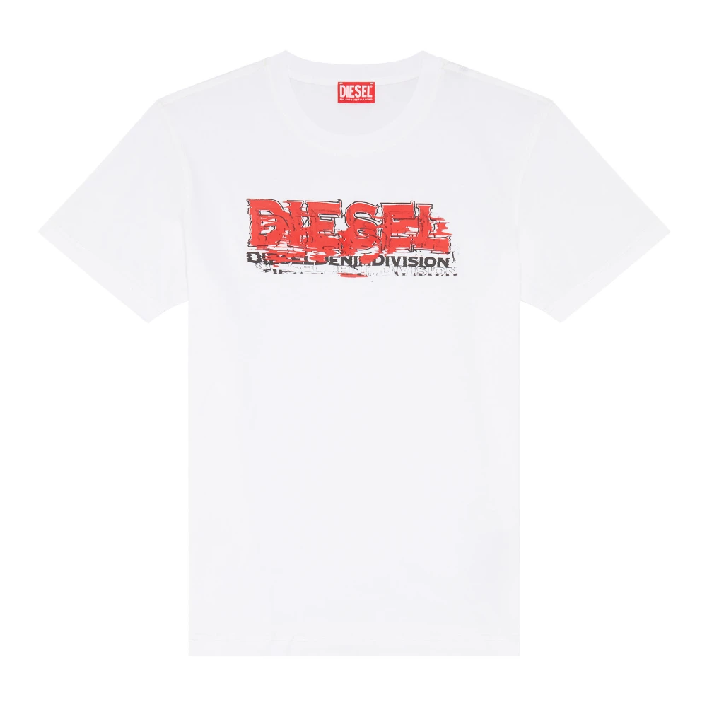 Diesel T-shirt with glitchy logo White Heren