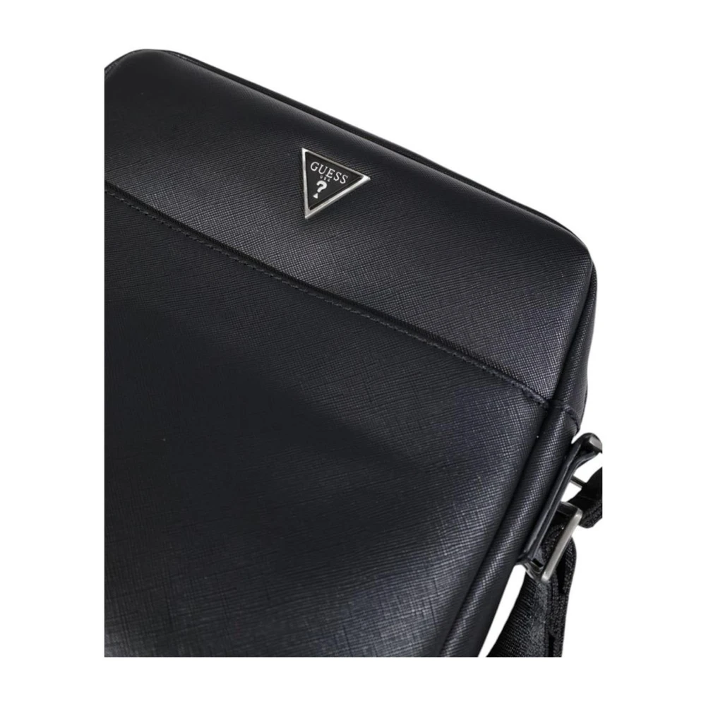 Guess Zwarte Polyurethaan Medium Tas Lente Zomer Collectie Black Heren