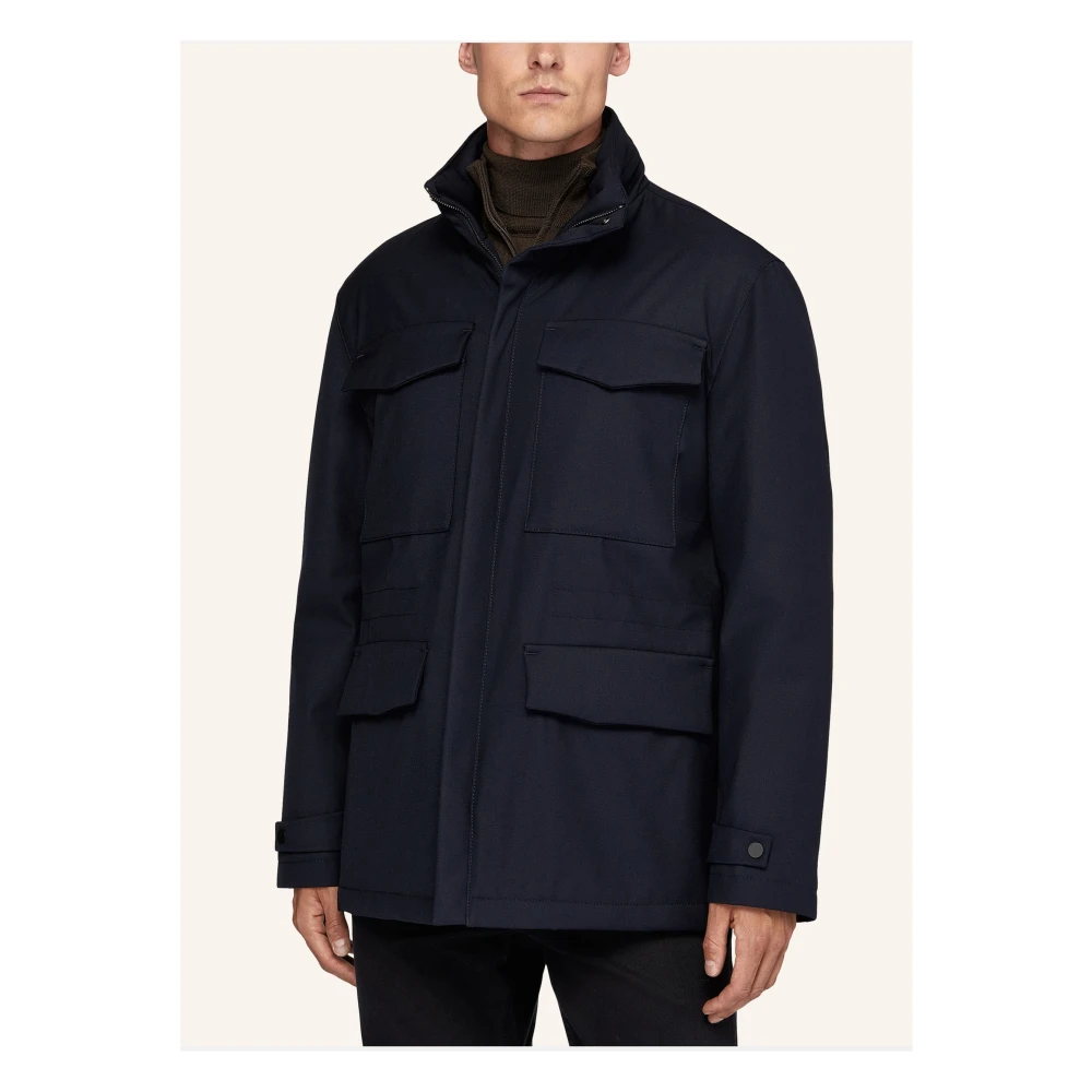 Boggi Milano Field jacket in gewatteerde technische stof Blue Heren