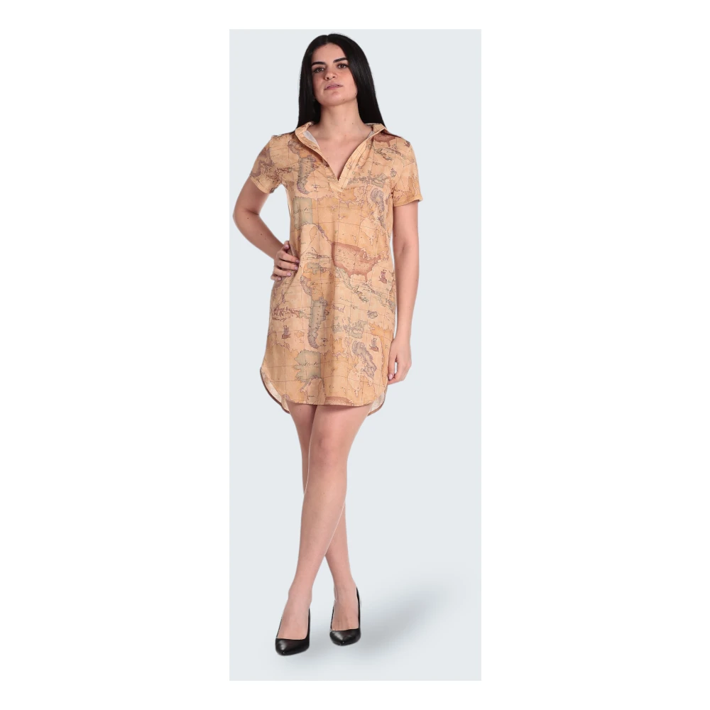 Alviero Martini 1a Classe Natuurlijke Jurk A030 Geo Classic Beige Dames