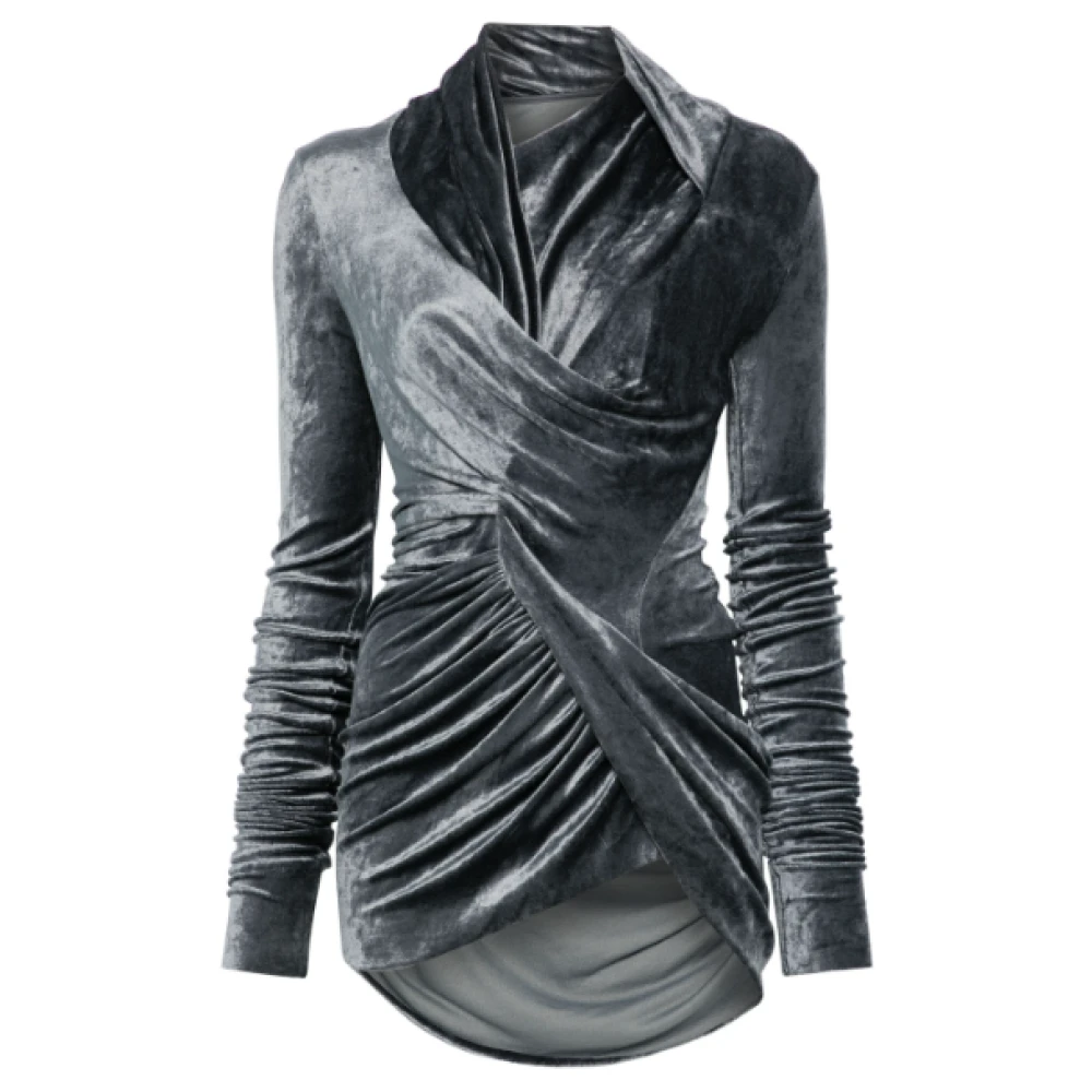 Rick Owens Stalen Magnetische Longsleeve Top Gray Dames