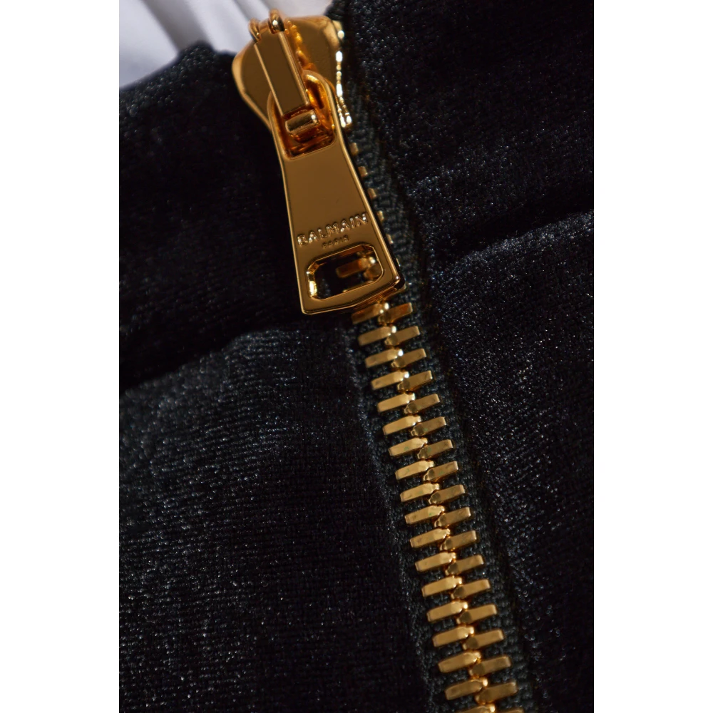 Balmain Fluwelen broek met voorplooien Black Dames