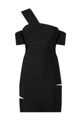 Mini Klänning med One-Shoulder och Cut-Out Detalj