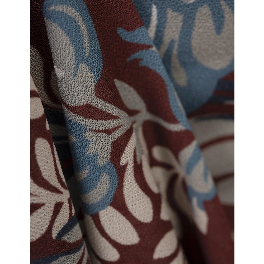 ETRO Bordeaux Bloemen Midi Jurk Paillet Applicatie Red Dames