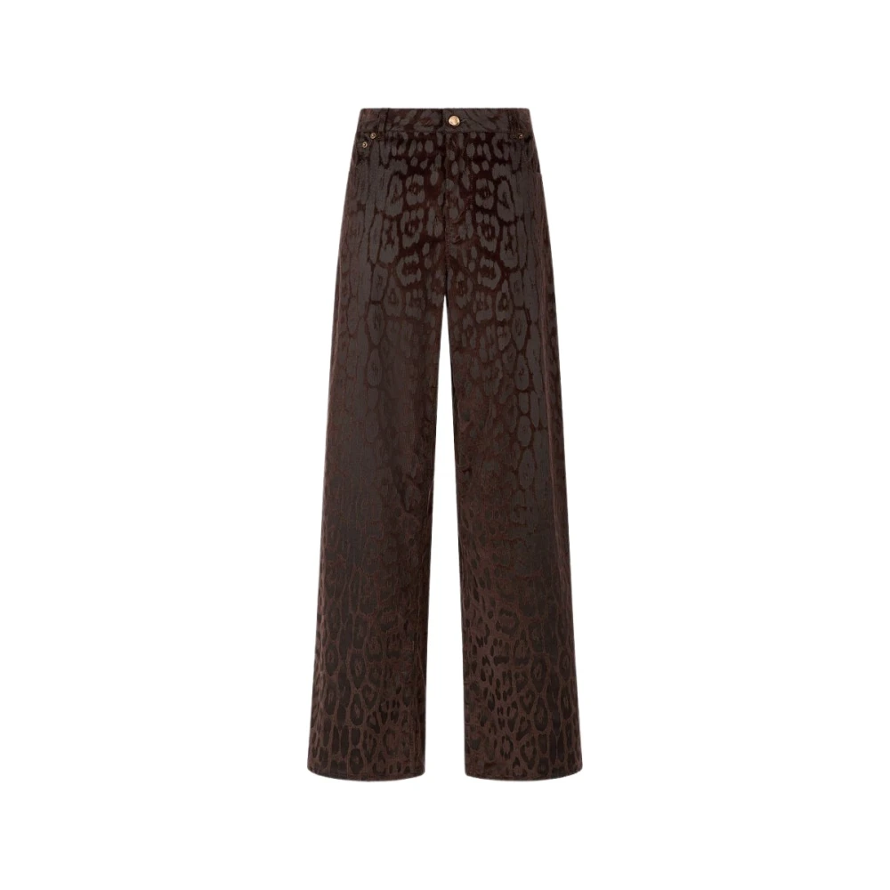 Roberto Cavalli Vrouw Bruin Jaguar Skin Corduroy Wide Trousers