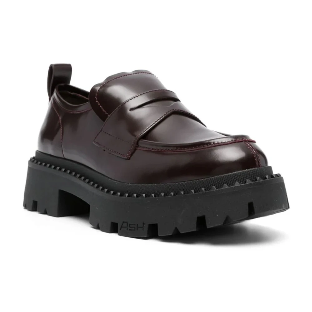 Ash Bordeaux Genial Stud Leren Loafers Brown Dames