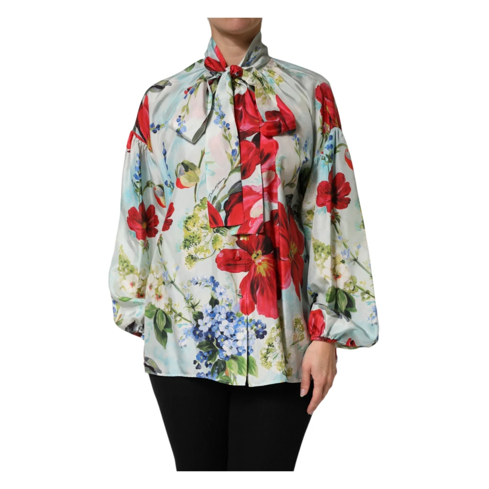 Dolce & Gabbana Women's Multicolor Floral Silk Blouse - Shirts - 2XS - Blouses & Shirts