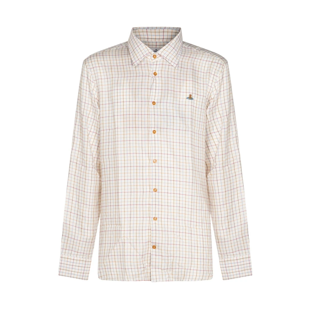 Vivienne Westwood Witte Geruite Katoenen Overhemd White Heren