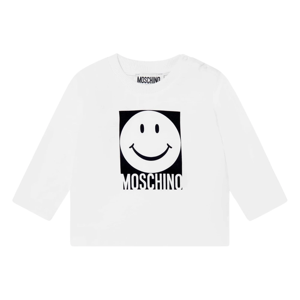 Moschino Unisex Kids White Smiley Face Long Sleeve T-Shirt In - Kids Short Sleeve T-Shirts - 18 M - Kids