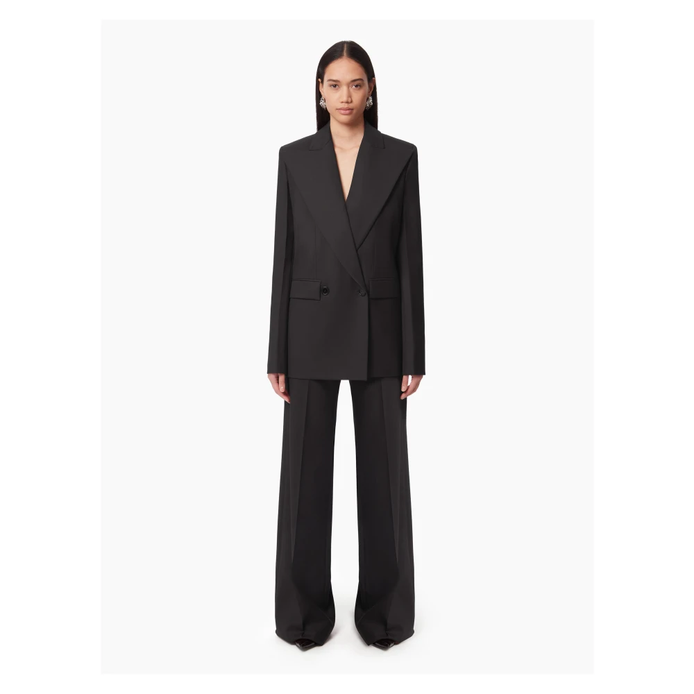 Nina Ricci Zwarte Wide Leg Wool Gabardine Broek Black Dames