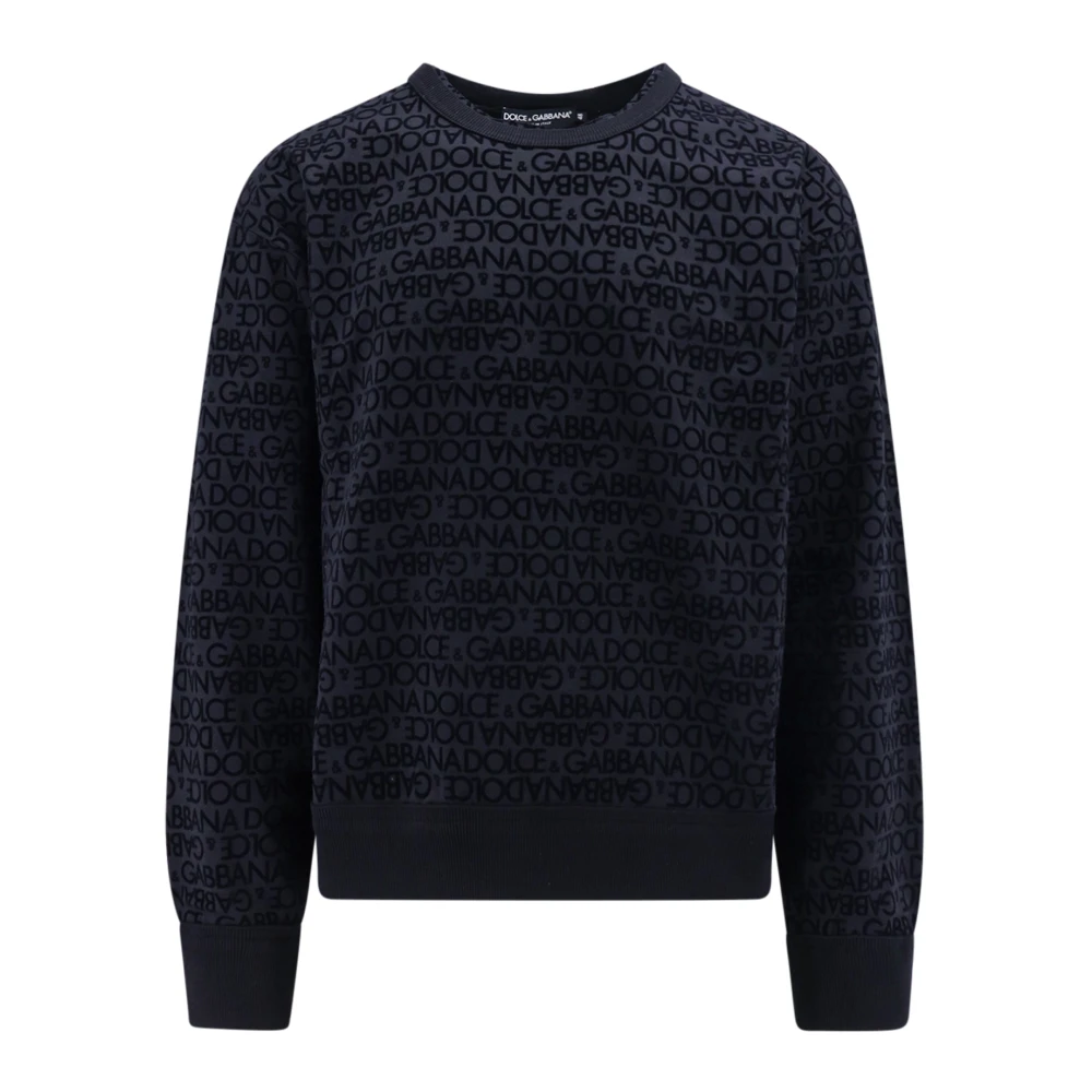 Dolce & Gabbana Sweatshirt met flocked logo Black Heren