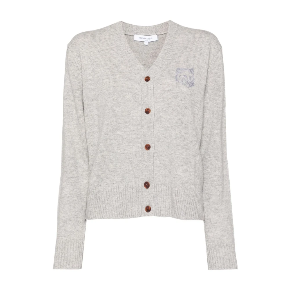 Maison Kitsuné Gedurfde Vossenkop Geknipte Vesten Gray Dames
