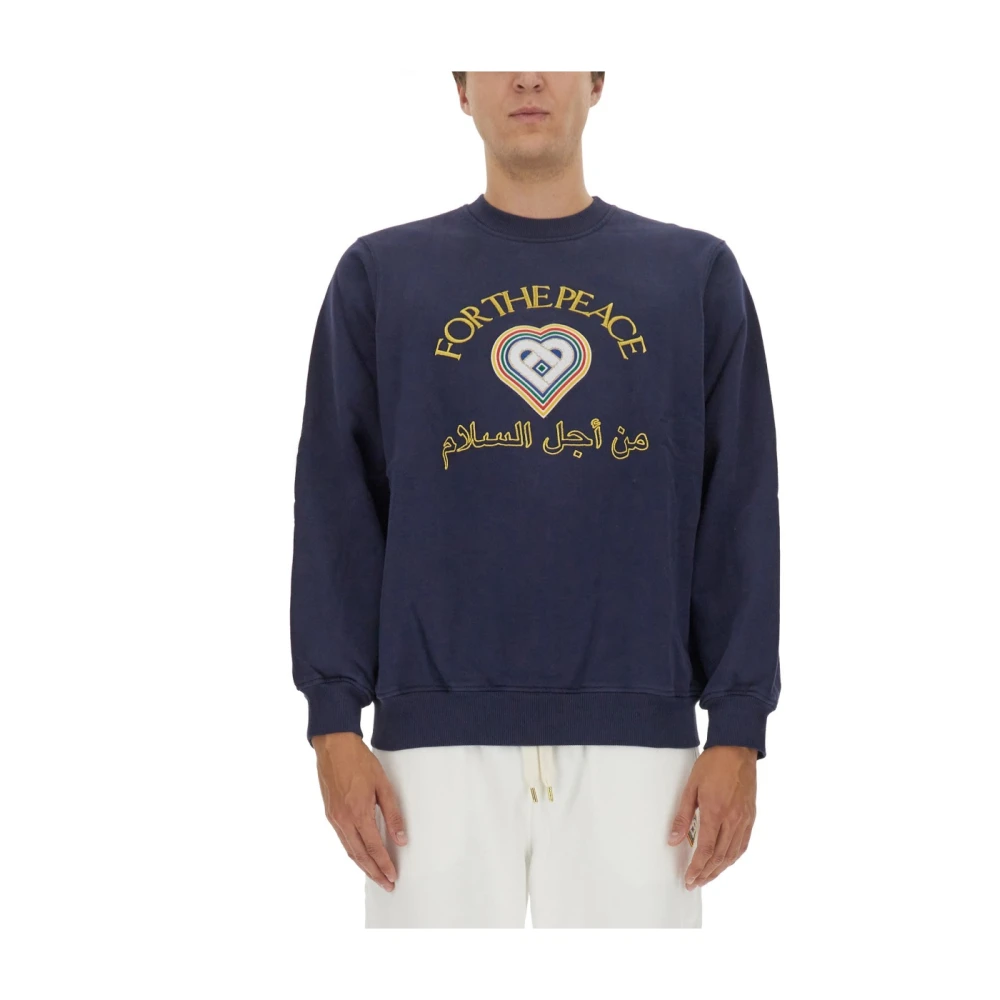 Casablanca Logo Sweatshirt Regular Fit 100% Katoen Blue Heren