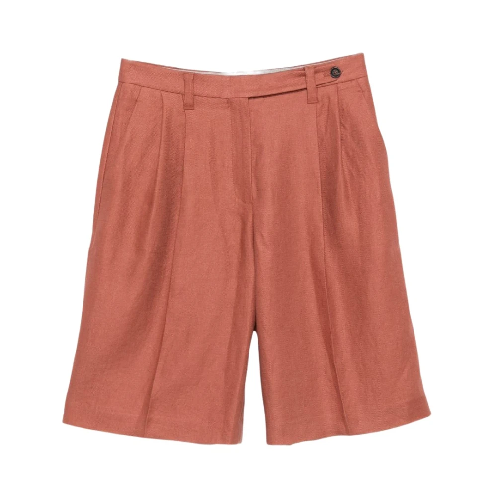 Brunello Cucinelli Women's Orange Bermudas, Xs, Pleated Shorts