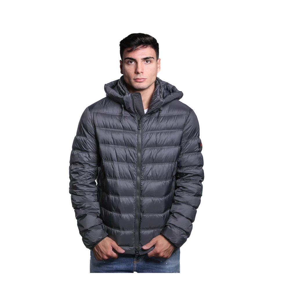 Peuterey Gewatteerde jas met afneembare capuchon Black Heren