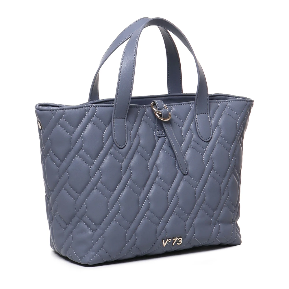 V73 Denim Ecoleather Tas met Handvatten en Verstelbare Schouderband Blue Dames