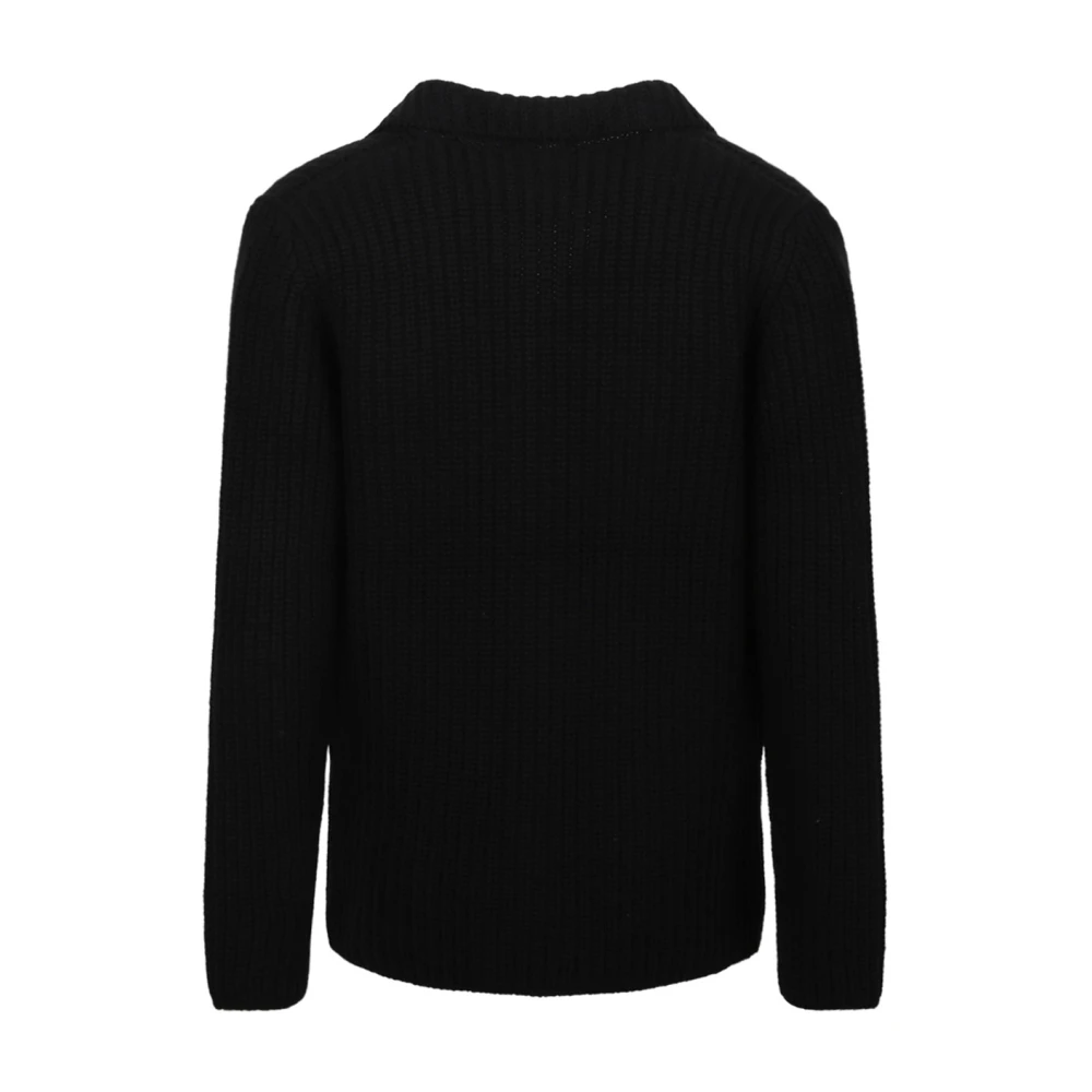 Gran Sasso Zwarte Cardigan Sweater met Shawl Neck Black Heren