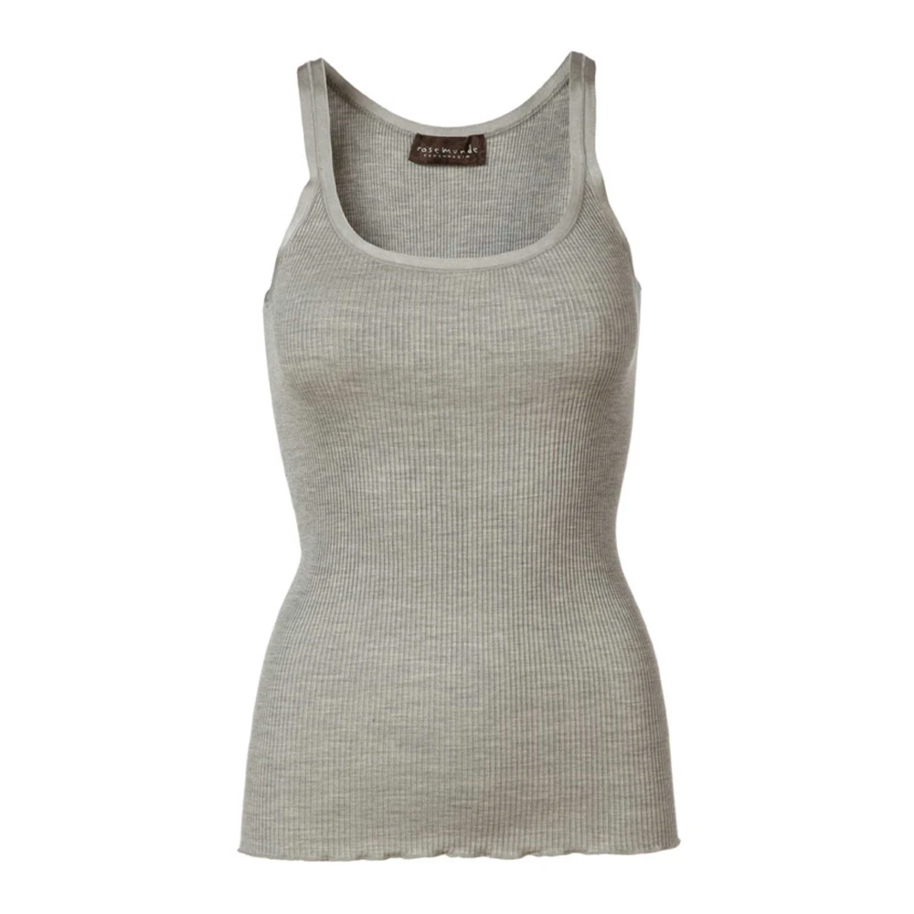 Rosemunde Feminine Top met Zijden Rand Gray Dames
