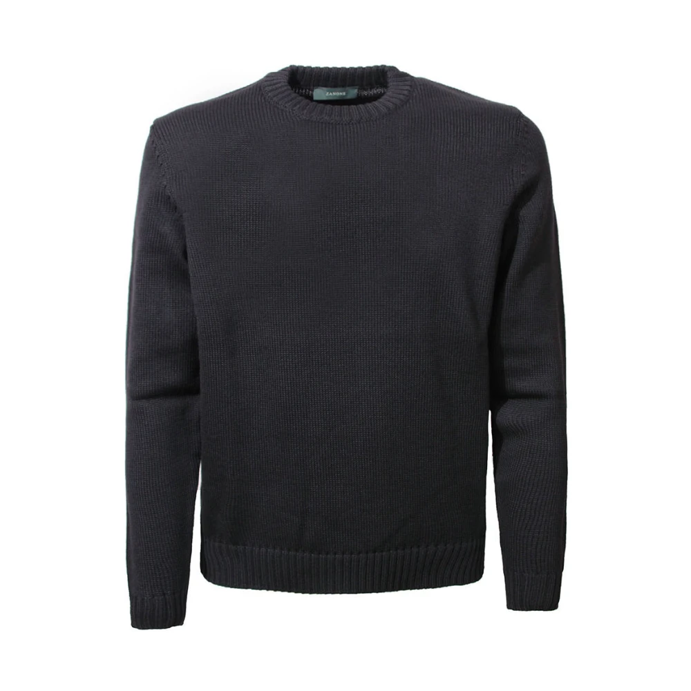 Zanone Zwart Crew-Neck Wollen Trui Black Heren