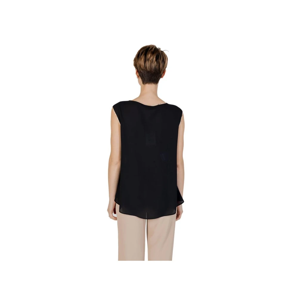 Alviero Martini 1a Classe Zwarte Polyester Korte Mouw Blouse Black Dames