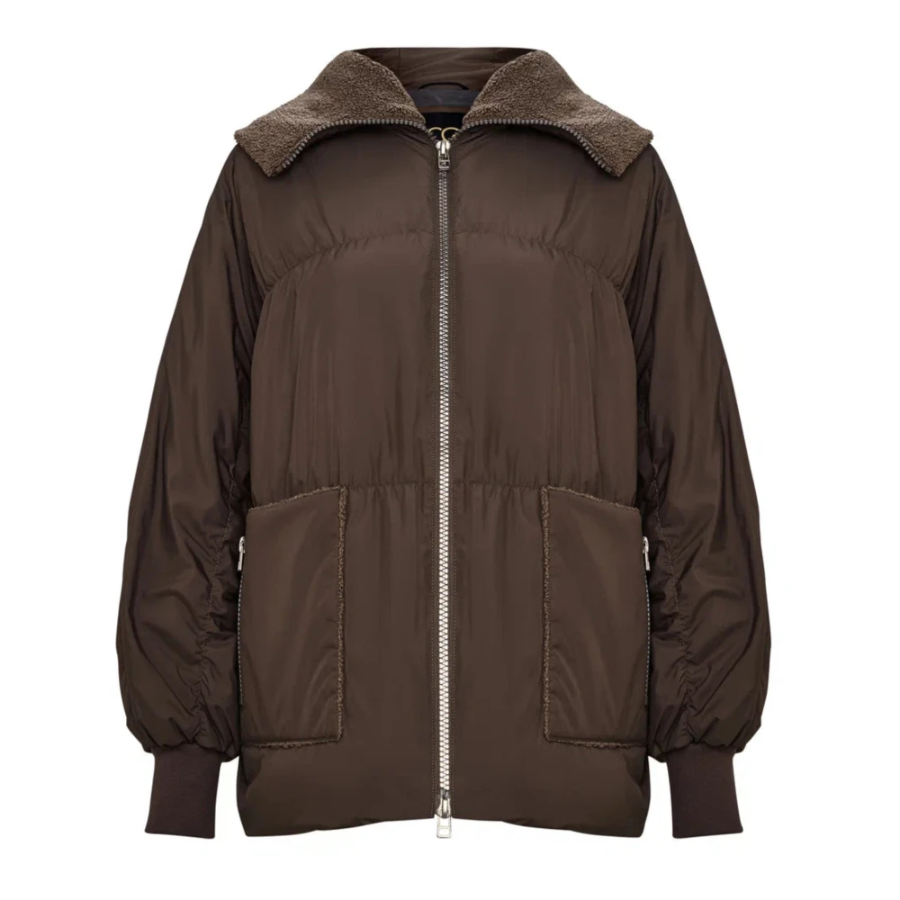 Cesare Gaspari Shearling-Kraag Pufferjas Chocolade Brown Dames