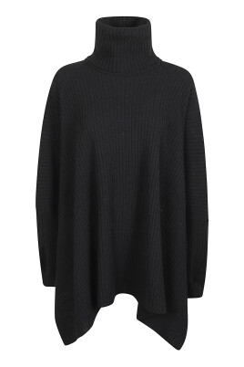 ribbed-wool-black-poncho-sweater