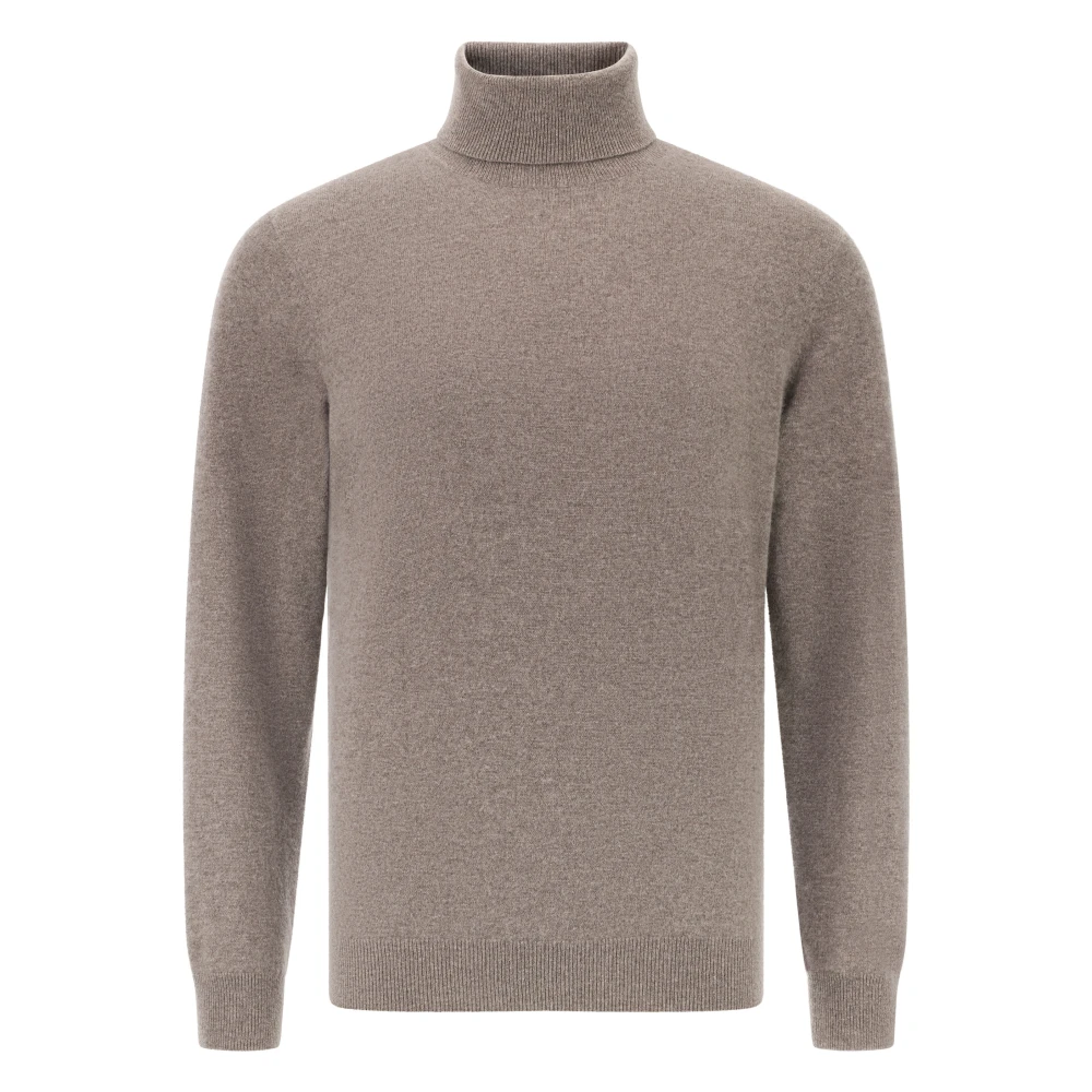 Boggi Milano Herr Beige Stickade Tröjor S, Kashmir, Polo Neck Jumper