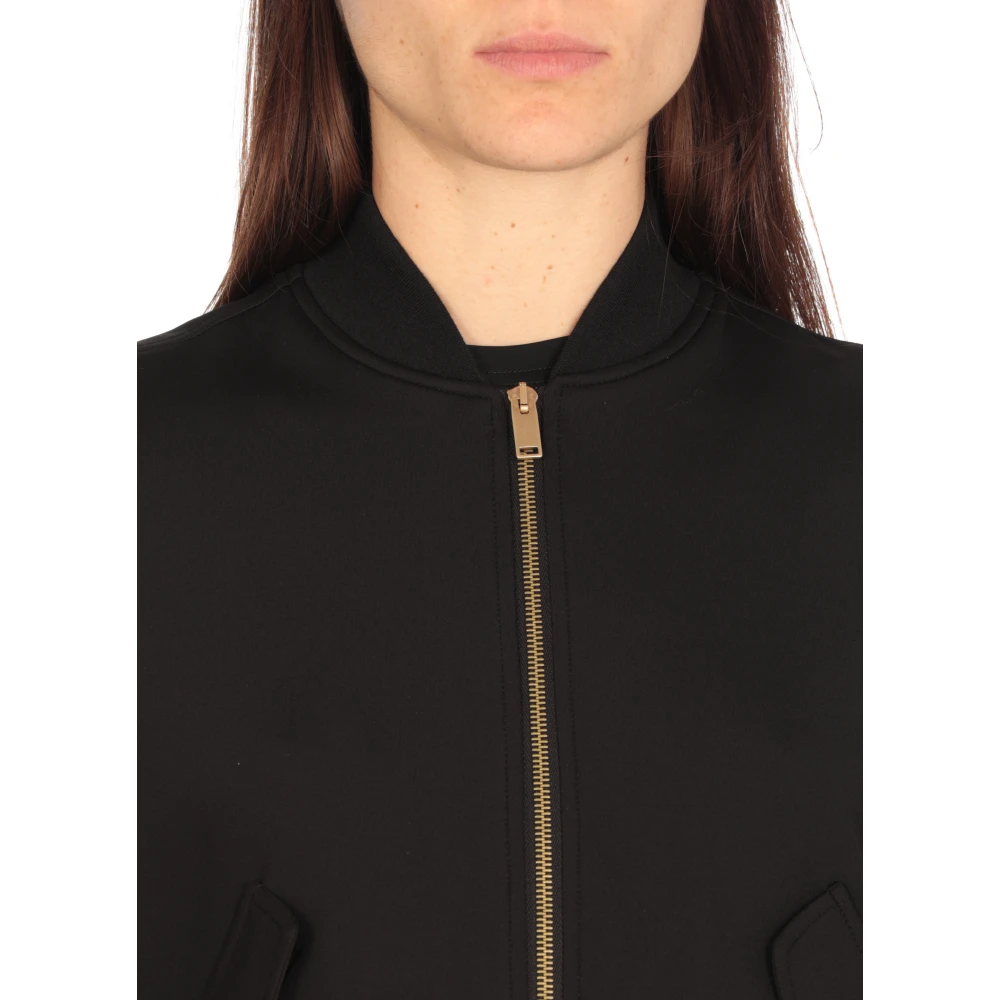 Fabiana Filippi Zwarte Bomberjack met Ronde Halslijn Black Dames