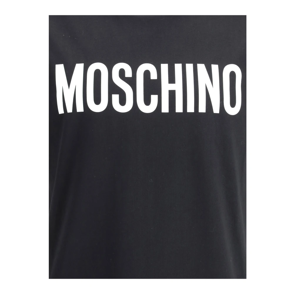 Moschino Gestreept Logo T-shirt Black Heren