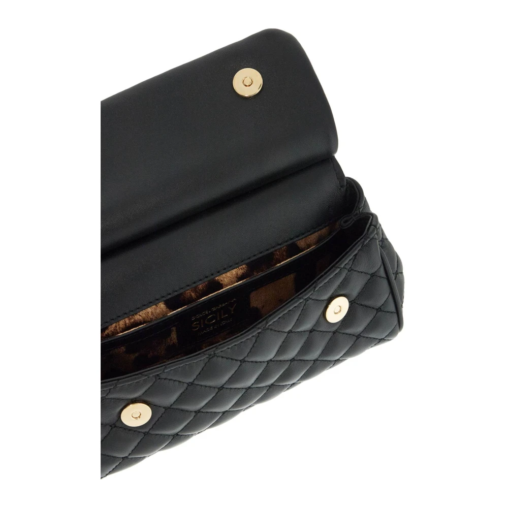 Dolce & Gabbana Gewatteerde Nappa Leren Handtas Black Dames
