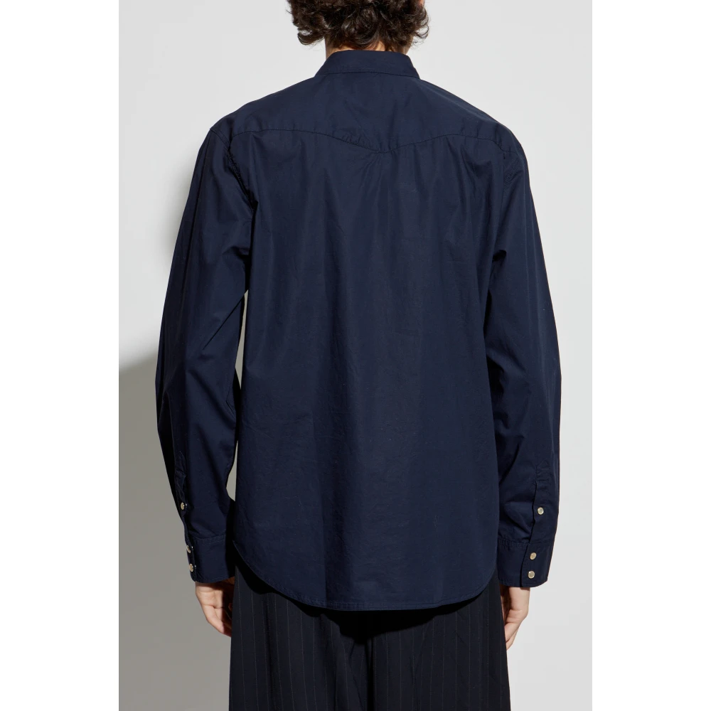 Officine Générale Katoenen shirt met zakken Blue Heren