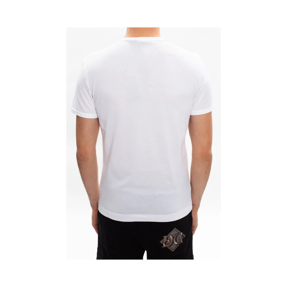 Dolce & Gabbana Wit Geborduurd Handtekening T-Shirt White Heren