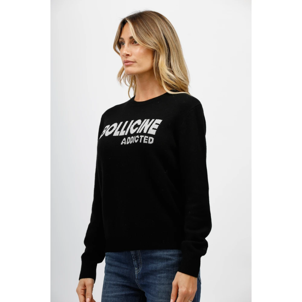 MC2 Saint Barth Lurex Tekst Sweater Black Dames