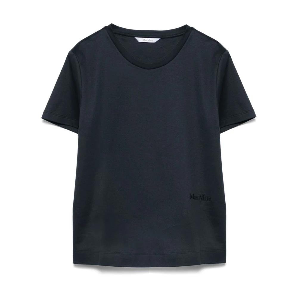 Max Mara Women's Blue Logo Embroidered Crewneck T-Shirt
