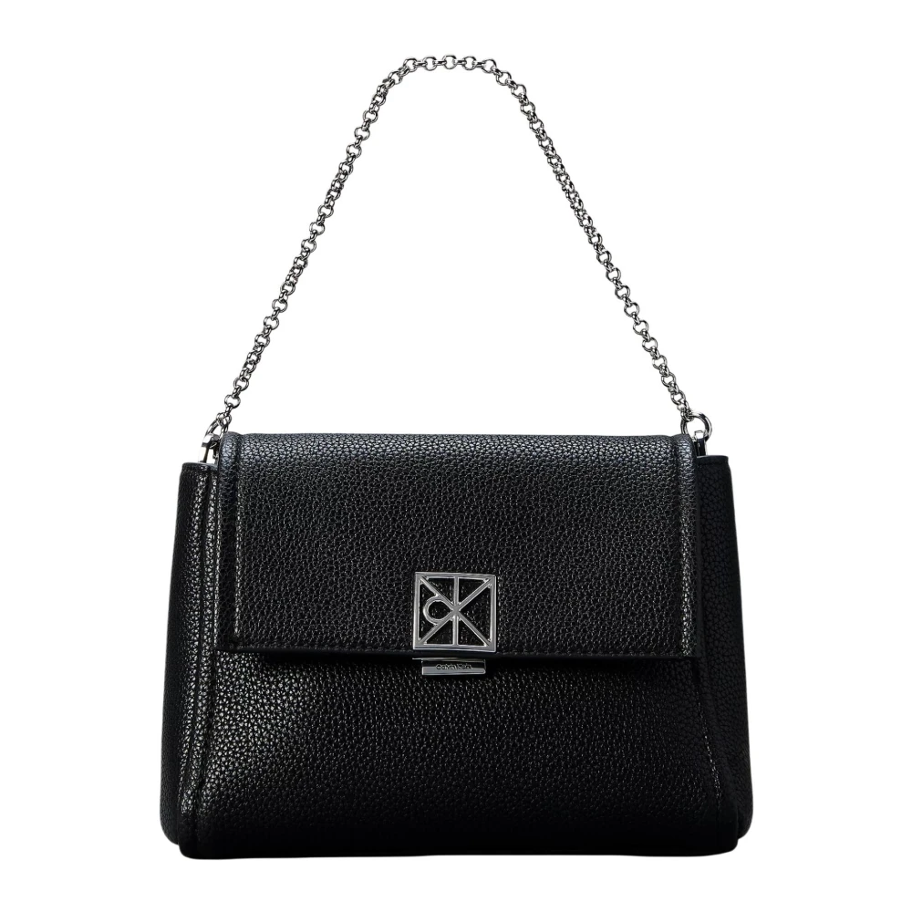 Calvin Klein Women's Black Shoulder Bags, One Size, Emblem Hw Pebble Crossbody 20