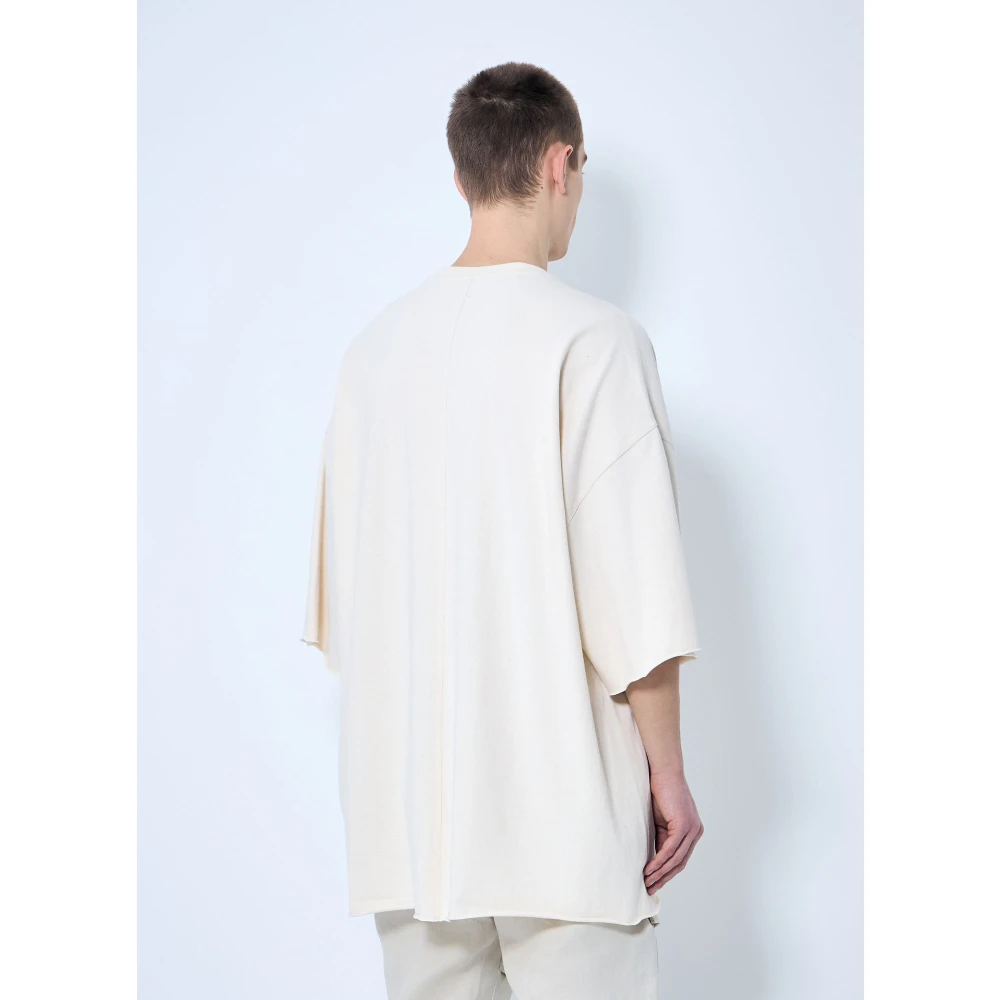 Rick Owens Effen Gebreide T-shirt met V-hals van Katoen Beige Heren