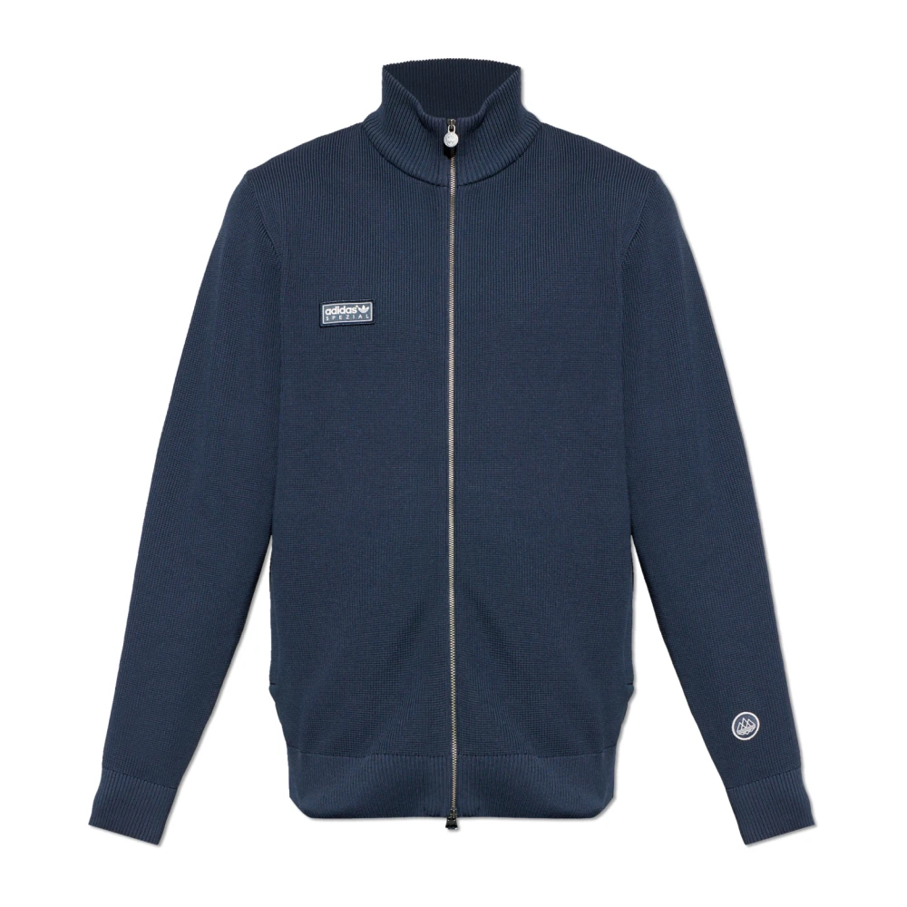 Adidas Originals Herr Blå Sweatshirts & Hoodies S, Polyester, Logo Motif Zip-Up Sweatshirt