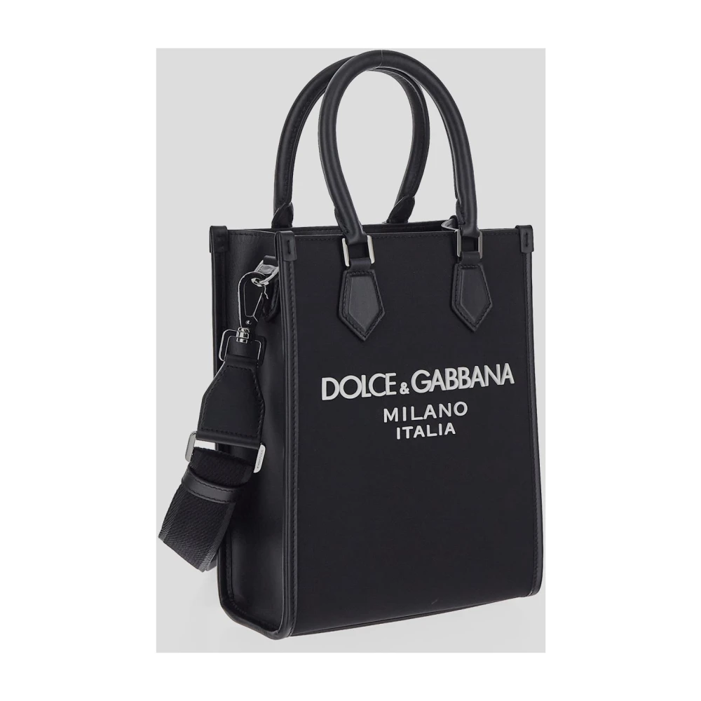 Dolce & Gabbana Leren Logo Tas Black Heren
