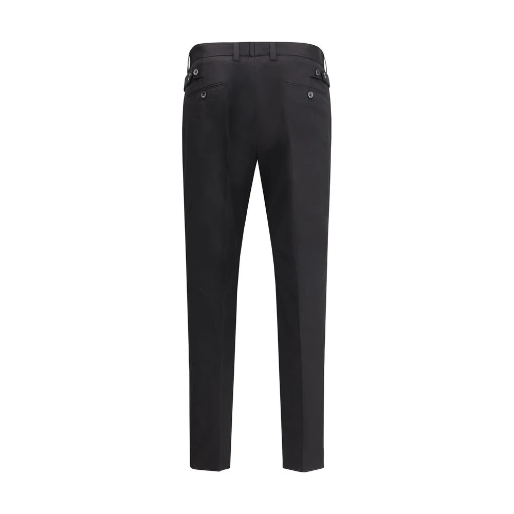 Dolce & Gabbana Katoenen broek met knoop en rits Black Heren
