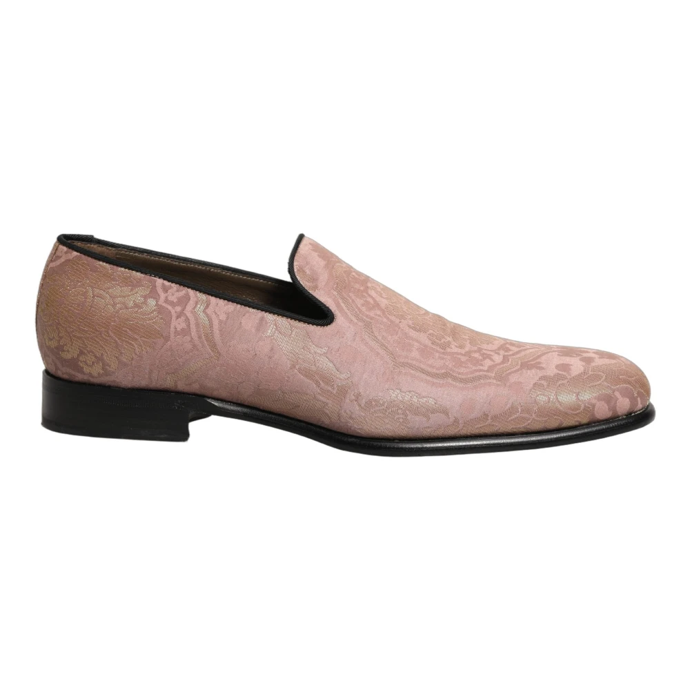 Dolce & Gabbana Homme Rose - Mocassins Habillés À Enfiler En Brocart - Chaussures - Taille: 43 Eu