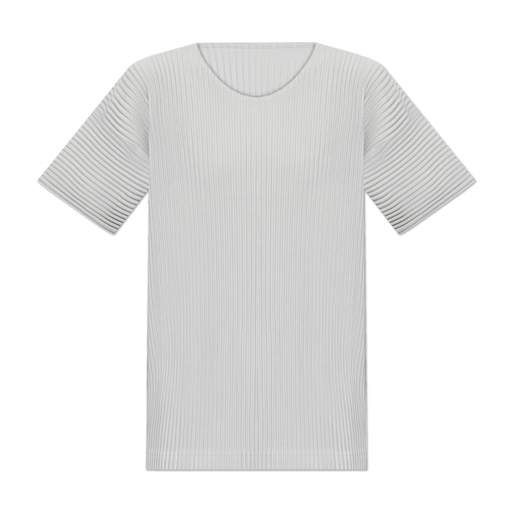 Issey Miyake Geplooide Crew Neck T-shirts en Polos Gray Heren