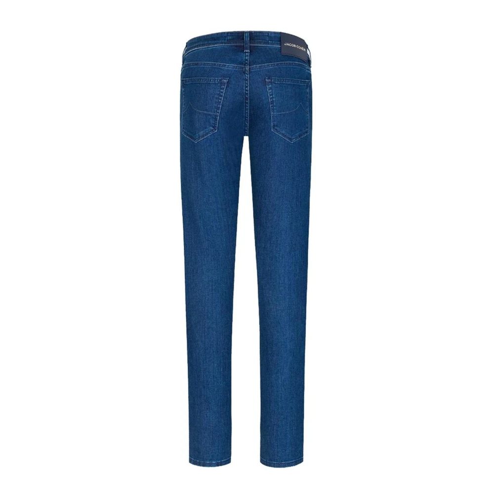 Jacob Cohën Blauwe Denim Regular Fit Jeans met Zilveren Knoop Blue Heren