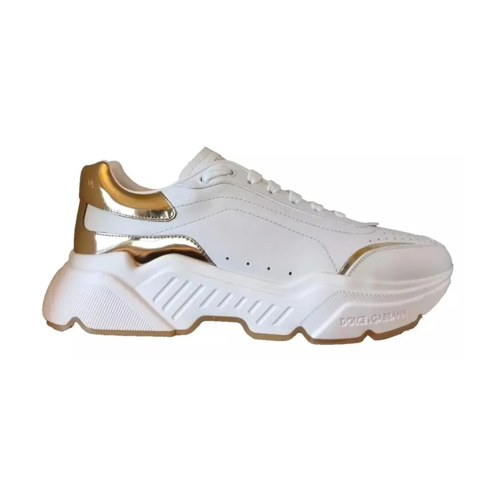 Weiße Goldene Ledersneakers Stilvolle Wahl - Dolce & Gabbana - Modalova