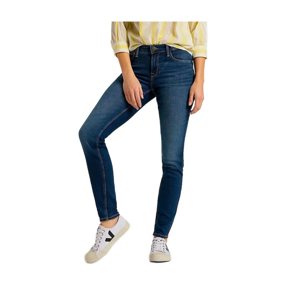 Lee Blauwe effen dames jeans met ritssluiting en knoopsluiting Blue Dames