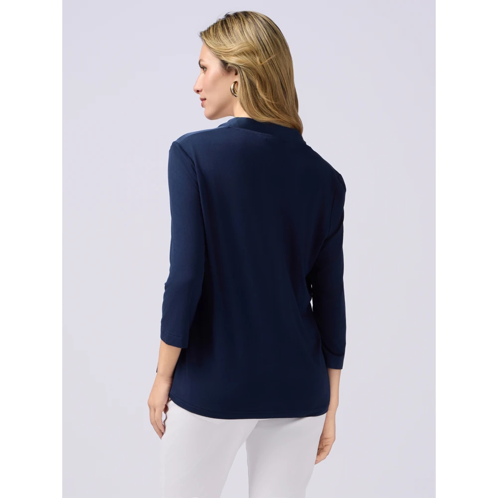 Oltre T-shirt gemaakt van bi-materialen met V-hals Blue Dames