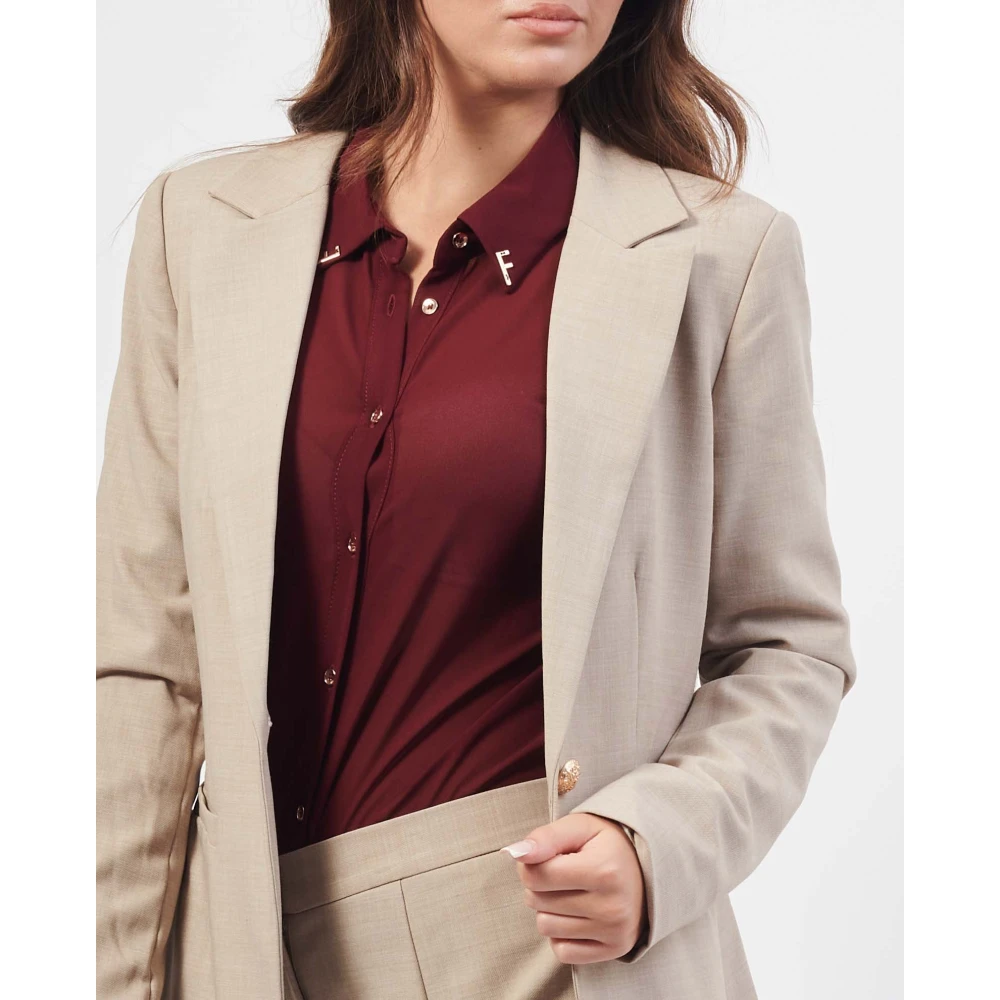 YES ZEE Beige Enkelknoops Viscose Jas Beige Dames