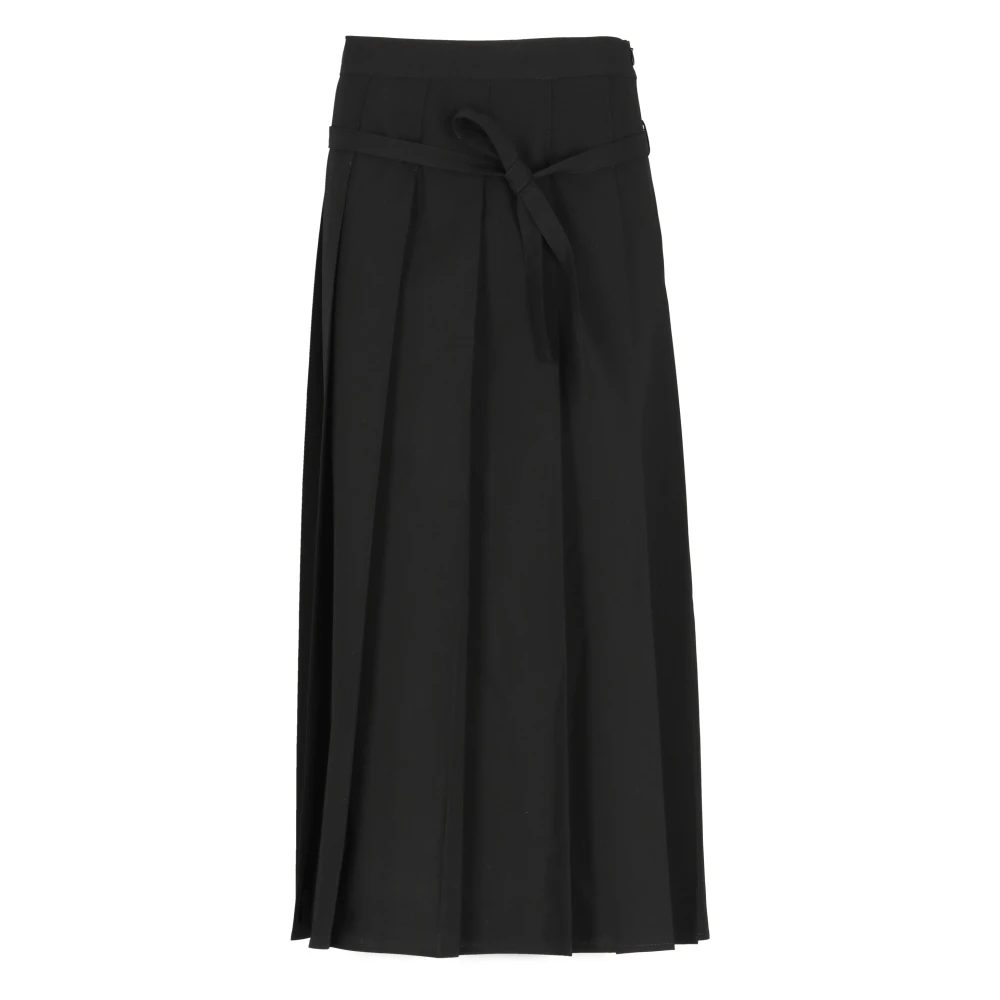 Fabiana Filippi Zwarte Wollen Rok met Plooien Black Dames