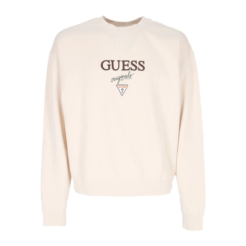 Guess Ronde Hals Sweatshirt met Logo Beige Heren
